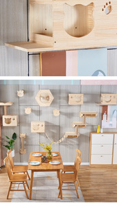Marco de escalada de gato de madera maciza, diy, tablero de buceo montado en la pared, nido de gato, todo en uno, sin perforar agujeros - Product Image 2