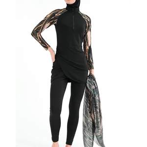 Ensemble de maillot de bain modeste OEM personnalisé Nida Abaya Burkini avec manches longues, protection anti-UV et leggings à jupe pour les vacances à la plage et la natation en piscine - Product Image 6