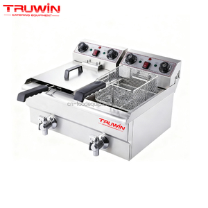 Friteuse électrique commerciale en acier inoxydable, automatique, à réservoir simple ou double, 1600W, pour usage domestique, camions de restauration, hôtels, Truwin - Product Image 2