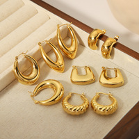 Boucles d'oreilles créoles en acier inoxydable plaqué or 18 carats pour femme, créoles épaisses dorées, style vintage, cadeau de fête, vente en gros, OEM