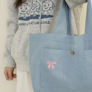 Bolsa de Compras Casual de Lona Orgánica con Logotipo Bordado Personalizado al por Mayor, Bolsa de Mano con Bolsillo - Product Image 3