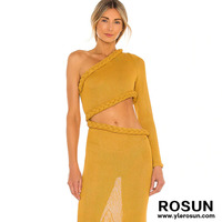 Robe longue en tricot de laine décontractée et simple pour femme, style irrégulier et torsadé, collection printemps