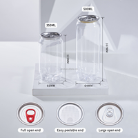 Bouteilles PET transparentes avec couvercles en aluminium à clipser 350ML 500ML, bocaux en plastique personnalisés, pots en plastique industriels très demandés pour sodas et jus de fruits