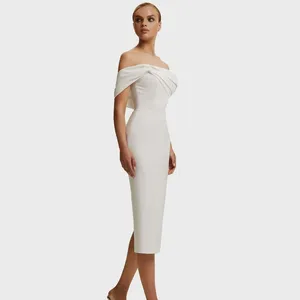 Casual Dresses Strapless Ladies White Bandage Dresses