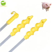 Tige de reproduction artificielle en silicone à tête spirale pour porcs |   Vas deferens multicolores avec embout de fixation