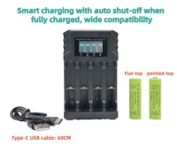 Cargador de Baterías Inteligente con Pantalla LCD y 4 Ranuras, Alimentado por USB, con Apagado Automático, Compatible Universalmente con Baterías AA, AAA, NiMH y Li-ion para Cámara