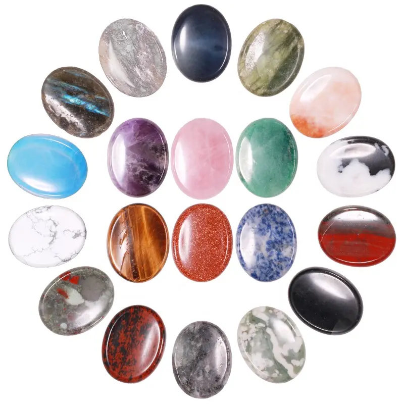 Worry Stone crystal Thumb Gemstone Natural Healing Crystal Therapy Reiki Massage Chakra Worry Stone 35x45mm