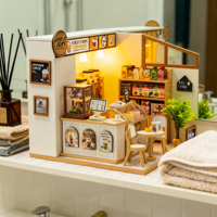 Nouveau produit en promotion : Maison de poupée en bois M2505 First Foam Tea House, kit de maison de poupée miniature DIY fait main à vendre