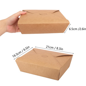 Embalaje desechable para llevar, caja de comida de fideos Kraft, contenedor desechable de reciclaje personalizado, caja de papel Kraft para comida rápida de fideos para ensalada - Product Image 3
