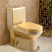 Cuvette de toilette sanitaire monobloc en céramique dorée à double chasse de luxe de haute qualité avec désodorisation automatique