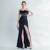 31216 # Hot Drill Halter Robe de soirée haut de gamme à fente latérale