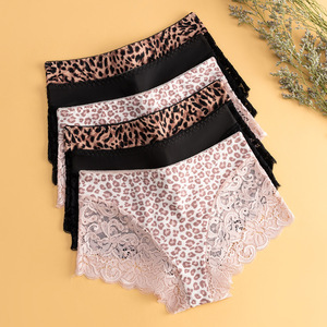 Thời trang của phụ nữ satin băng lụa thân mật đồ lót ren thoáng khí bọc hip eo thấp liền mạch Leopard mô hình bikini quần lót - Product Image 3