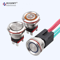 Interrupteur à bouton-poussoir industriel IP65 25 mm en acier inoxydable SUS 304/316, 10A haute intensité, éclairage LED R/G/B