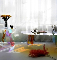 Table d'appoint colorée en acrylique table basse arc-en-ciel