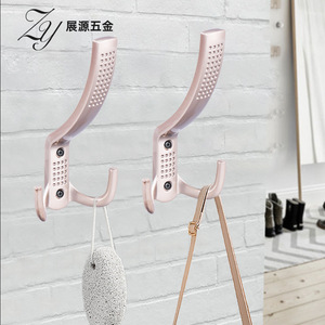 Zy Wooden Wall <b>Hook</b> Rack With Aluminum Alloy <b>Hooks</b> For Kitchen Bathroom Bedroom <b>Coat</b> Storage - Product Image 3