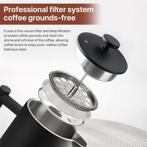 Filtre de remplacement pour presse à café moderne, portable, écologique, à double paroi isolée, en acier inoxydable 304 de qualité alimentaire, noir - Product Image 4