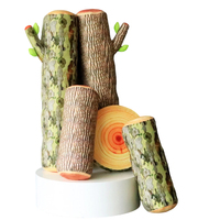 Coussin décoratif en peluche personnalisé en forme de souche d'arbre, avec impression bois réaliste, à câliner, pour compagnon de sommeil