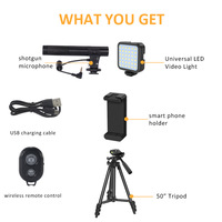 Support de téléphone pour microphone à lumière d'appoint en gros kit de vlogging vidéo pour trépied pour smartphone youtube