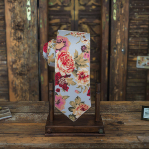 <span class=keywords><strong>Cravate</strong></span> Homme en Coton Motif Floral Denim <span class=keywords><strong>Fleur</strong></span> Pivoine Rose et <span class=keywords><strong>Cravate</strong></span> Bleue Vente en Gros - Product Image 1