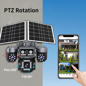 Wholesales S9 Four Lens 4G Solar Powered Security IP Cameras 4K AOV PTZ PIR Detection Human Auto Tracking Network CCTV <b>Camera</b> - Product Image 1