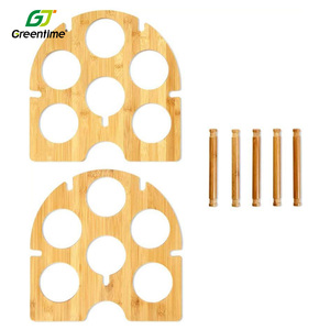 Soporte de madera para <span class=keywords><strong>6</strong></span> botellas de vino, estante de mesa respetuoso con el medio ambiente, extraíble, bambú, novedad, venta al por mayor - Product Image 4