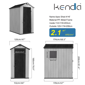<span class=keywords><strong>Caseta</strong></span> de Almacenamiento Exterior 4x6, Resistente a la Intemperie, de Resina, con Estructura de Acero Galvanizado, Ventilación, Protección UV de 8 Años, Lista para Comercio Electrónico - Product Image 1