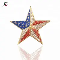 موضة رومانسية كامل الماس الأزرق والأحمر الأمريكية شارة خمس نجوم بروش عالية الجودة دبوس بروش