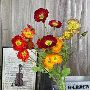 Ramo de Flores Artificiales de Amapola con Acabado Mate, de Seda, <span class=keywords><strong>para</strong></span> Decoración de Sala de Estar, <span class=keywords><strong>Arreglos</strong></span> <span class=keywords><strong>para</strong></span> Fiestas de Té, Venta al Por Mayor - Product Image 1