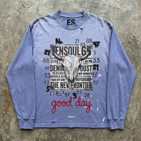 T-shirt à manches longues pour homme, personnalisé ODM/OEM, luxe, hip-hop, 100% coton, 320g, impression par transfert de sublimation, motif dessiné à la main