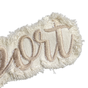 キャンバスリネンコットンアップリケ刺繍パッチデザイナーカスタム3D文字ロゴ衣服用フリンジ刺繍パッチに縫い付け - Product Image 4