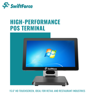 Terminal de point de vente à écran unique Windows 15,6 pouces, tactile et facile à utiliser, pour caisse enregistreuse de magasin de détail, paiement rapide