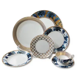 Wholesale Table ceramic dinner plates fine bone china dinnerware set china supplier porcelain ceramic wedding charger plate set