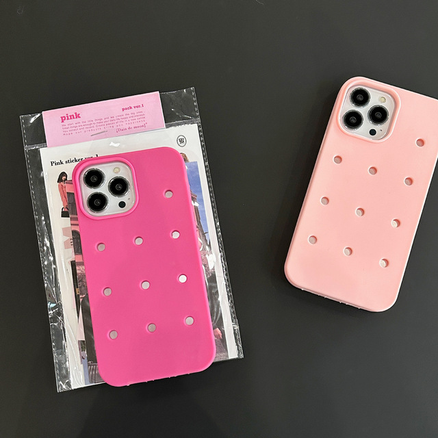 Fashion Multi Color Soft Silicone 3D DIY Holes Mobile Phone Case for Croc Charms for Phone 17 Pro Max 16 15 14 13 12 11pro