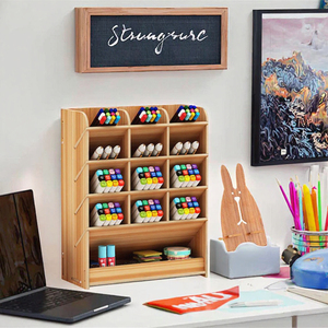 Bienvenue chez Customise Multi-Function DIY : Porte-stylo en bois, Organisateur de bureau, Boîte de rangement pour fournitures de bureau et papeterie / Modèle DO53 - Product Image 3