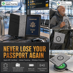 Porta Passaporto Tracciabile per Viaggi, Compatibile con <span class=keywords><strong>Apple</strong></span> Find My, Custodia Anti-Smarrimento con Scomparti per Carte - Product Image 2