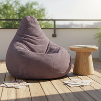 Fauteuil Poire Adulte IDHSI à Dossier Haut en Tissu Velours Côtelé, Conception Ergonomique pour Jeux d'Intérieur, Repose-Pieds Séparé, Pouf Monoplace Ultra Doux