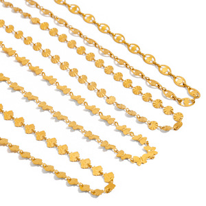 Collar de Cadena con Flores de Acero Inoxidable y Oro de 18K, Diseño Geométrico Hecho a Mano, Uso Diario, Origen Jinhua - Product Image 1