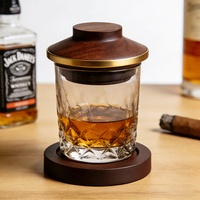 Kit de fumage de cocktails en bois de style ancien de haute qualité avec copeaux de bois, torche dorée et coffret cadeau en verre pour la mixologie et les mariages – Offre Spéciale