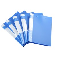 Porte-documents double A4 en plastique PP bleu avec pince robuste, fournitures de bureau, stockage de données, papeterie, modèle 402