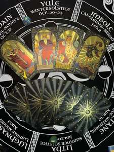 工場新デザイン12*7CMブラックサンゴールドホイルタロットカードPVCプラスチック防水占いボードゲームデッキギフトボックス付き - Product Image 6