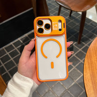 Coque de téléphone magnétique transparente avec support d'appareil photo détachable pour iPhone 17 Pro, coque arrière intégrale anti-jaunissement