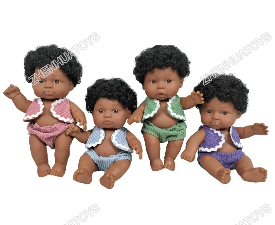 4 ألوان 18 دمية بلاستيكية ناعمة سمينة دمية طفل على الطراز الأفريقي في الولايات المتحدة الأمريكية-7 بوصة دمية أفريقية سوداء لعبة مع 4 أصوات IC للأطفال