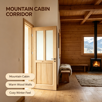 Porte intérieure en verre en pin massif de style campagnard, porte en bois brut naturel pour la décoration de maison de vacances