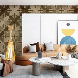 Panneau acoustique en bois géométrique 3D breveté 60x60cm finition chêne avec rainures pour décoration murale insonorisante Panneau mural acoustique en bois - Product Image 5