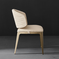 Chaise de salle à manger ondulée moderne et élégante en cuir microfibre, design mobile, pieds en titane, mobilier de maison en acier inoxydable