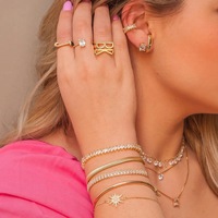 YICAI – bague ouverte en plaqué or véritable A-Z pour femme, avec initiales empilables, DIY, Alphabet