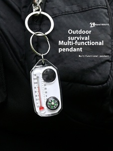 Thiết bị ngoài trời Keychain với xách tay mini la bàn Bắc pin nhiệt kế Kính lúp quay số hiển thị con trỏ - Product Image 6