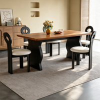 Table et chaises de salle à manger rectangulaires en bois massif simples, adaptées aux salles à manger domestiques, aux hôtels et aux appartements