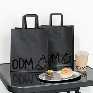 <span class=keywords><strong>Bolsa</strong></span> de <span class=keywords><strong>Papel</strong></span> Kraft Marrón para Compras, Regalos, Comida y Café, con Asa Redonda Plana, Personalizable con su Logotipo, MOQ Bajo - Product Image 2