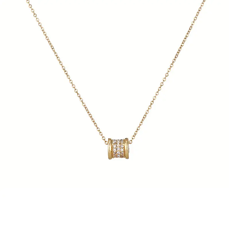 PUSHI jewelry Vintage New Product Fashion Diamond Pendant Necklaces Female Best Friends Necklace Friendship Titanium Steel Micro Insert